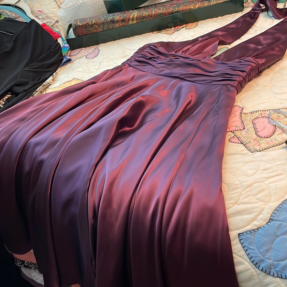 Adrianna Papell Purple Silk halter dress